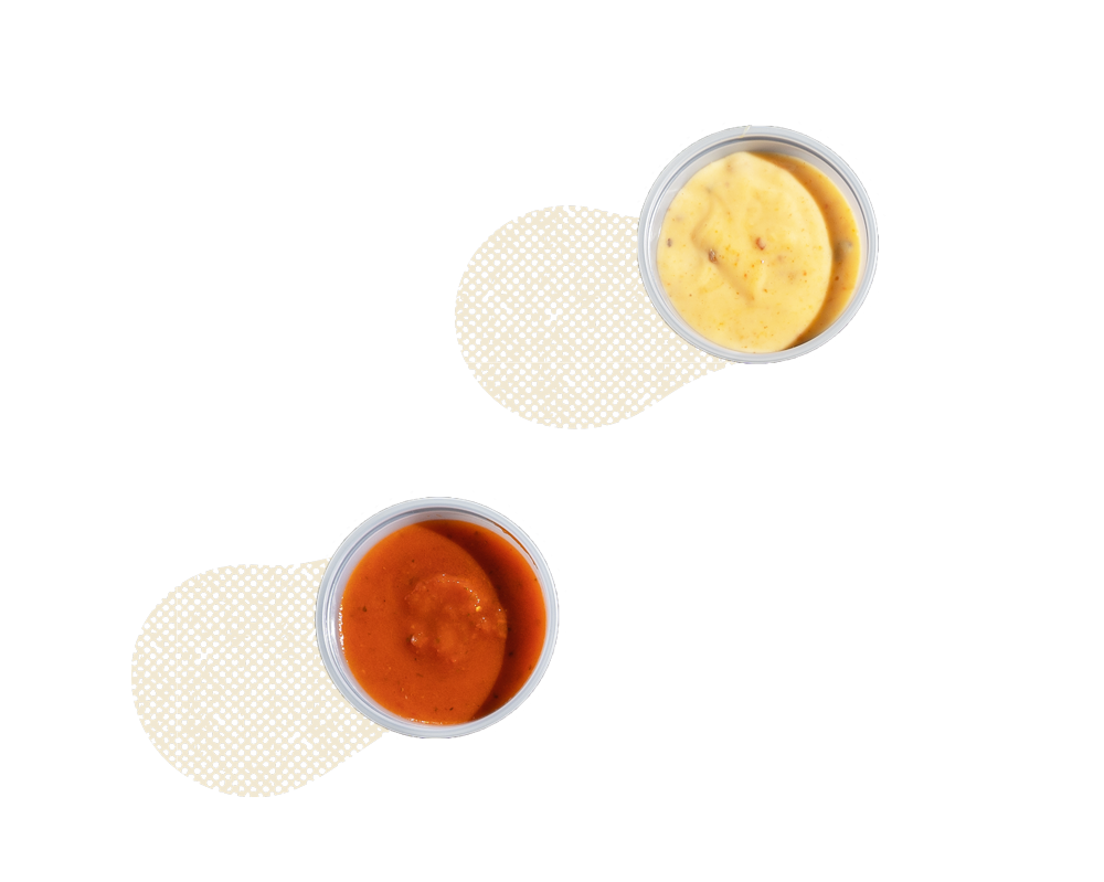 Cheese sauce and marinara sauce